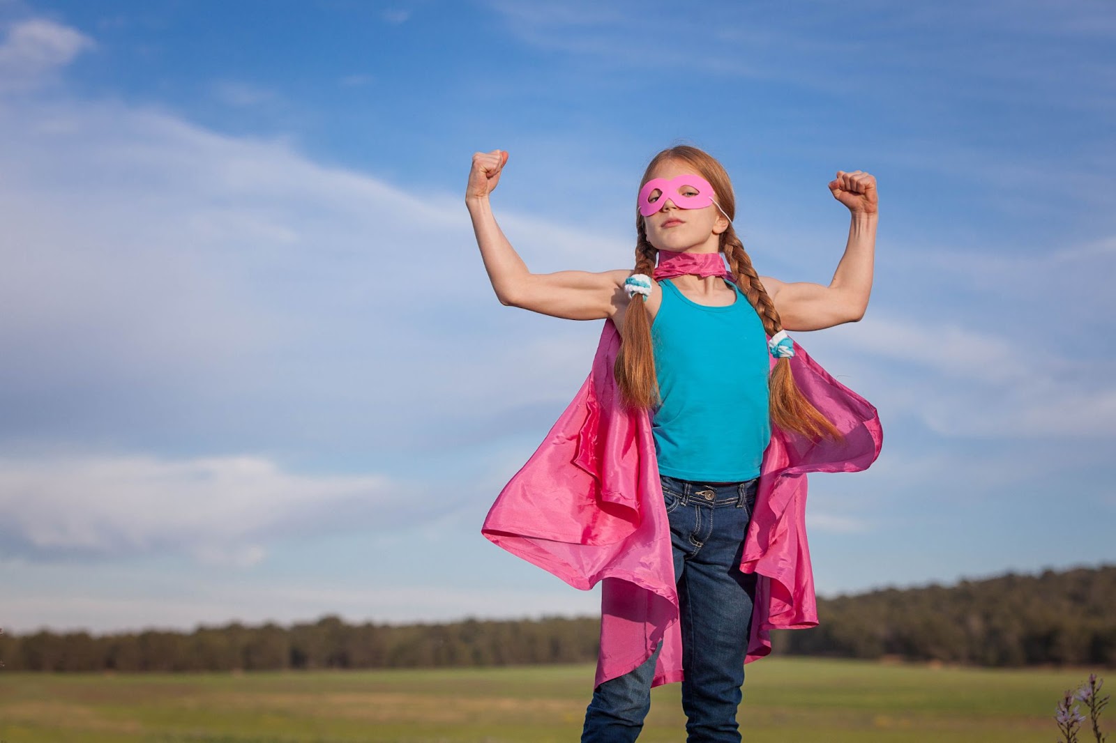 Girl Power Super Hero Vertrauen in Kinder oder Kinder